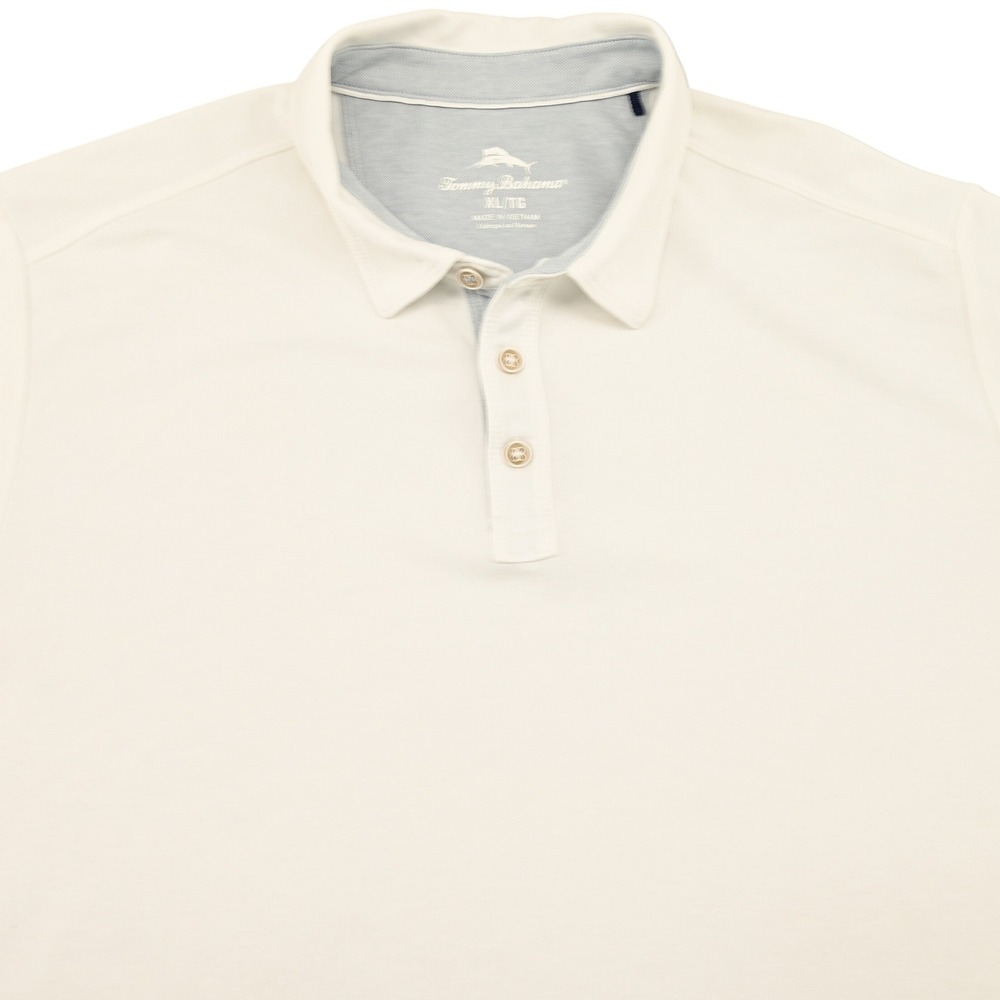 Tommy Bahama Men XLT Cream Resort Vacation Coastal Quiet Luxury Knit Polo Shirt